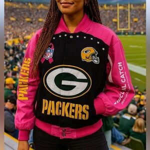 Green Bay Packers Breast Cancer Awareness Jacket Women Size XL Sports NFL Casual